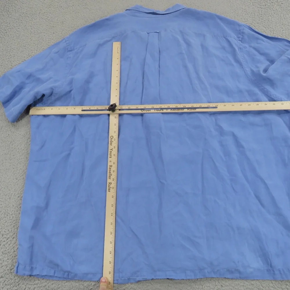 VTG Polo Ralph Lauren Shirt Men 4XLT Silk Linen Loop Camp Collar Yellow Pony 4XL